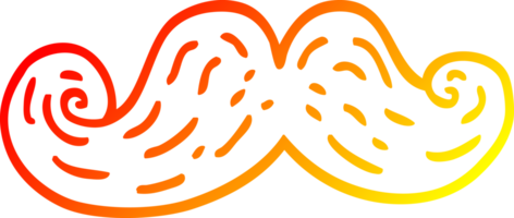 warm gradient line drawing of a cartoon curly mustache png