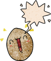 cartoon happy egg with speech bubble in retro texture style png