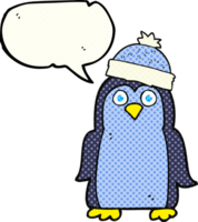 hand drawn comic book speech bubble cartoon penguin png