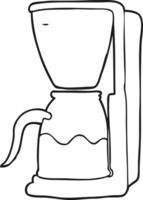 hand drawn black and white cartoon coffee maker png