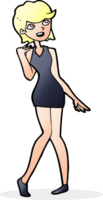 Cartoon-Frau im Cocktailkleid png