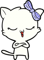 cartoon cat with bow on head png