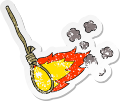 retro distressed sticker of a cartoon hangmans noose on fire png