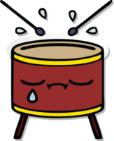 sticker of a cute cartoon crying drum png