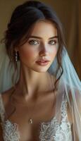 AI generated Beautiful Bride in Hotel Surroundings photo
