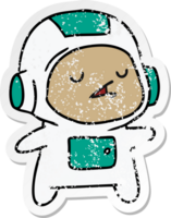 distressed sticker cartoon illustration of a kawaii cute astronaut boy png