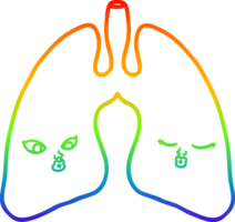 rainbow gradient line drawing of a cartoon lungs png