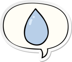 tekenfilm water druppeltje met toespraak bubbel sticker png
