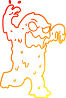 warm gradient line drawing of a cartoon slime monster png