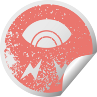 verontrust circulaire pellen sticker symbool van een mysticus oog png