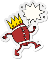 football with crown cartoon with speech bubble sticker png