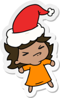 hand drawn christmas sticker cartoon of kawaii girl png
