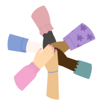 Hand of different races together illustration png