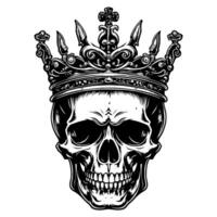 AI generated Black and white skull in crown vector