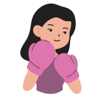 niña personaje boxeo guantes ilustración png