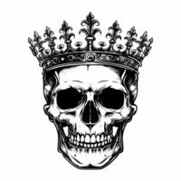 AI generated Black and white skull in crown vector