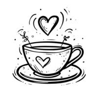 AI generated Vector monoline cute cup of coffee with heart