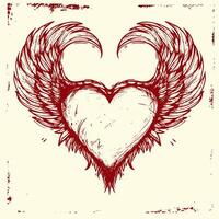 AI generated Vector Valentines Day Hand Drawn Calligraphic Heart with wings