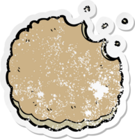 distressed sticker of a cartoon biscuit png