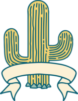 traditional tattoo with banner of a cactus png