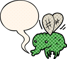 cartoon fly with speech bubble in comic book style png