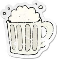retro distressed sticker of a cartoon beer png