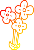 chaud pente ligne dessin de une dessin animé bouquet de fleurs png