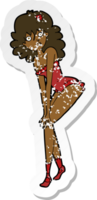 retro distressed sticker of a cartoon woman in lingerie png