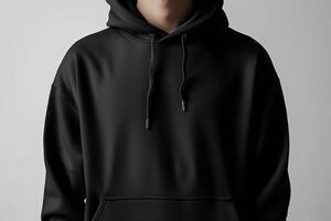 AI generated Blank Black Hoodie Mockup photo