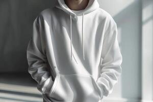 AI generated Blank White Hoodie Mockup photo