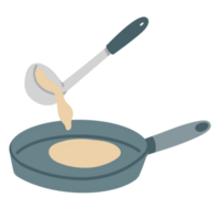 Cooking pancakes in a pan illustration png