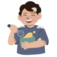 uomo cucinando Pancakes illustrazione png