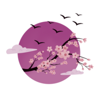 vår sakura och måne illustration png