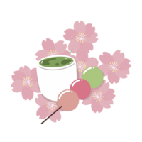 Spring dango and matcha illustration png