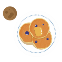 Pancakes breakfast meal with choco milk illustration png