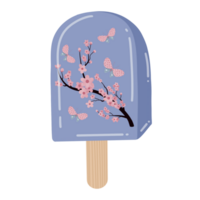 Spring cherry blossom ice cream illustration png