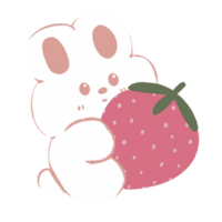 Cute rabbit and strawberry for spring season png