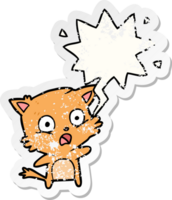 cartoon cat with speech bubble distressed distressed old sticker png