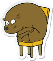 sticker of a cartoon bear sitting on chair png