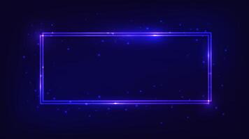 Neon double rectangular frame vector