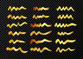 Gold wavy grunge brush strokes vector