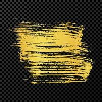 Gold brush stroke. Hand drawn ink spots isolated on dark background. Vector illustration