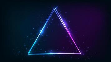 Neon double triangular frame with shining effects vector
