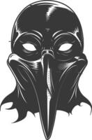 AI generated Silhouette plague mask black color only full vector