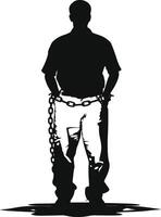 AI generated Silhouette prisoner black color only full body vector