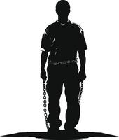 AI generated Silhouette prisoner black color only full body vector