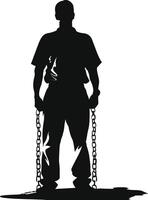 AI generated Silhouette prisoner black color only full body vector