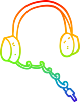 rainbow gradient line drawing of a cartoon headphones png