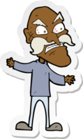 sticker van een cartoon boze oude man png