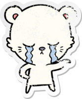 distressed sticker of a crying cartoon polarbear png